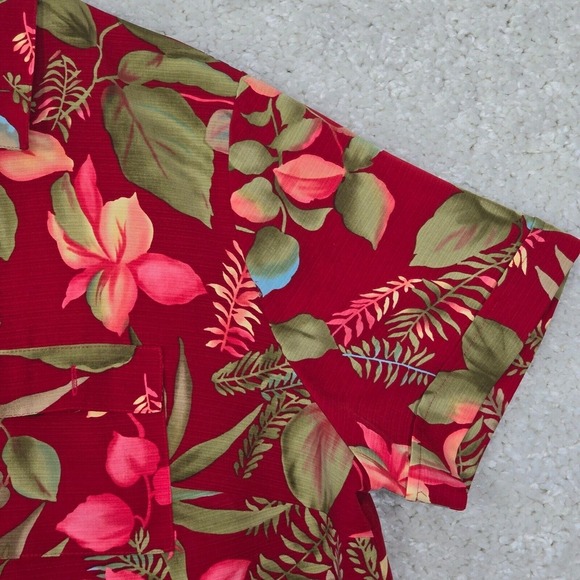 Vintage Sag Harbor Shirt Womens 1X Red Floral Button Hawaiian Cottage Bloom - Picture 3 of 11